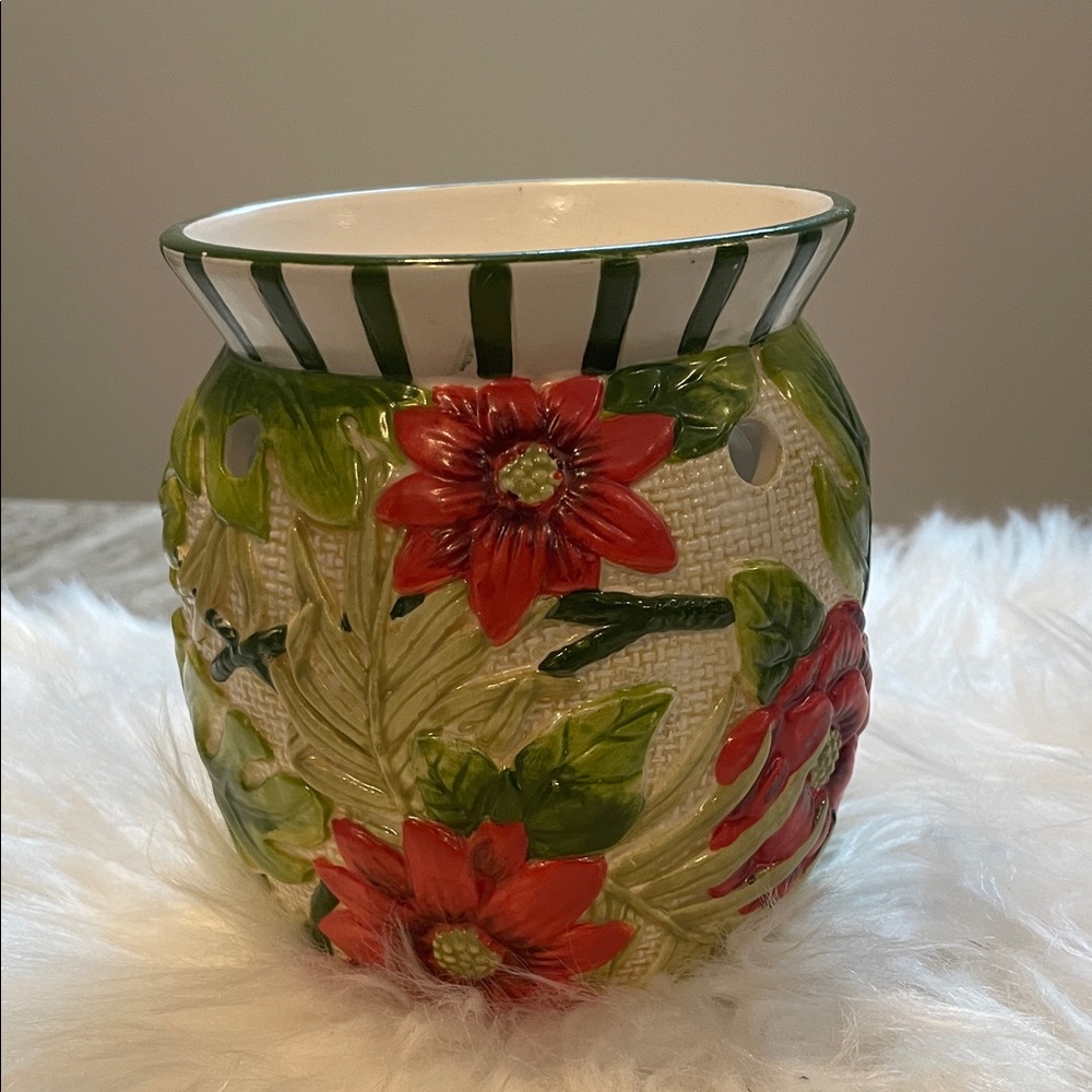 Yankee Candle Floral Holder with Red and Green Accents